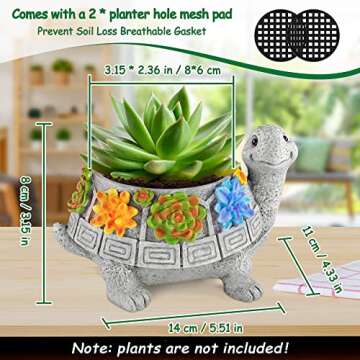 LESES Turtle Succulent Pot Planters for Indoor Plants with Drainage Hole, Flower Garden Cute Pots for Plants, Succulent, Cactus Home Office Desk Garden Decor Plant Lovers Gifts for Woman