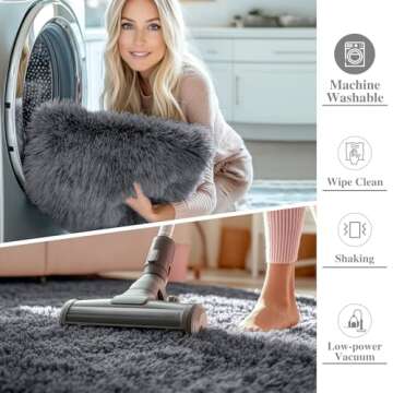 OLANLY Area Rugs for Living Room Bedroom, Machine Washable 4x5.9 Feet Soft Fluffy Shaggy Bedside Rug, Indoor Floor Carpet for Kids Girls and Boys, Dorms, Nursery Rooms, Home Decor Aesthetic, Grey