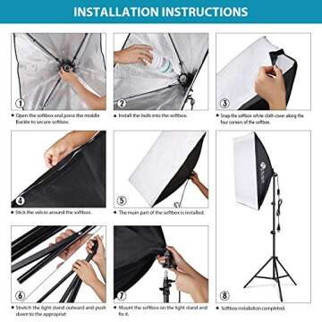 HPUSN Softbox Lighting Kit:Video Softbox-Professional Studio Photography Equipment for Portrait Product Fashion Photography