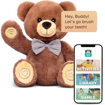 Smart Teddy Bear Ultra Soft Stuffed Animal Plush Toy for Toddlers and Preschoolers Includes Bedtime Stories, Activities and Routines to Form Healthy Habits