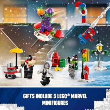 LEGO Marvel Spider-Man Advent Calendar 2024 for Kids - Christmas Advent Calendar with Mini Builds & 5 Minifigures, Ages 7+ - Spider-Man Toy for Boys & Girls - Gift Idea for Holidays - 76293