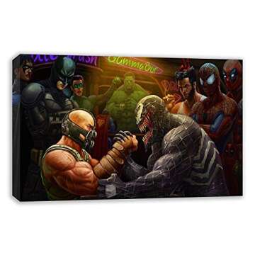 Marvel Venom VS DC Bane Comic Book Superheroes Canvas Wall Art (30" X 18" / 75 X 45cm)