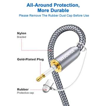 Toslink to Mini Toslink Optical Audio Cable - 10ft