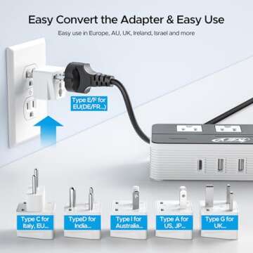 Key Power 230-Watt Step Down 220V to 110V Voltage Converter & International Travel Adapter/Power Converter with USB-C Port 18W - [Use for USA Appliance Overseas in Europe, AU, UK, Ireland, etc.]