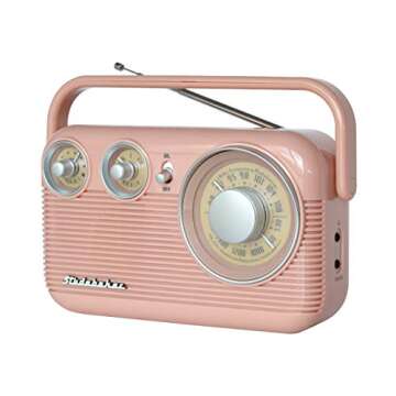 Studebaker SB2003 Retro Portable AM/FM Radio AC or Battery Operated (Rose Gold)