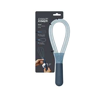 Joseph Joseph 981000 Twist Whisk 2-In-1 Collapsible Balloon and Flat Whisk Silicone Coated Steel Wire, Sky