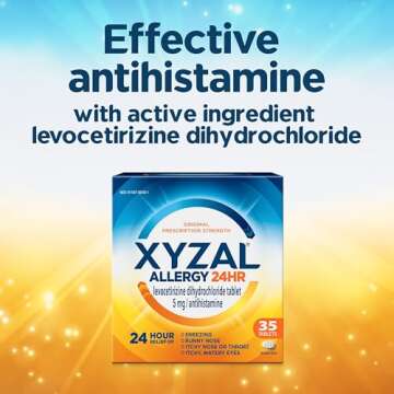 Xyzal 24 Hour Allergy Relief Medicine, Original Prescription Strength Antihistamine, Levocetirizine Dihydrochloride Tablets, 5 mg, 35 Count