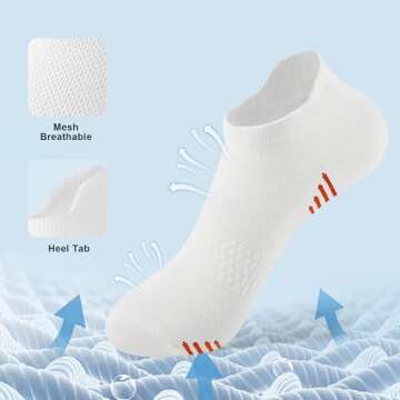 Honeysea Womens Ankle Socks - Women's Socks Womens White Socks Low Cut Socks Women Compression Ankle Socks for Women Golf Socks, BK W LGY DGY S