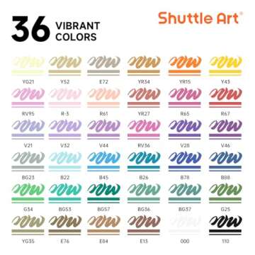 Shuttle Art Automatic Ink Control Acrylic Paint Markers, 36 Colors Brush Tip Acrylic Paint Pens for Rock Painting, Ceramic, Wood, Canvas, Glass, Stone, Fabric, Card Making, DIY & Art Supplies