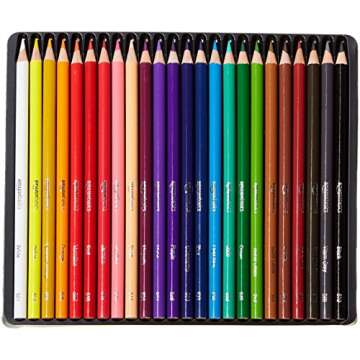 Amazon Basics Premium Soft Core Colored Pencils - 24 Pack, Multicolor for Art and Crafts