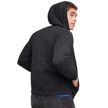 Hanes mens Full-zip Eco-smart Hoodie athletic sweatshirts, Black, Large US