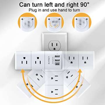 USB Outlet Extender Surge Protector with USB Ports