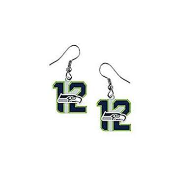 aminco NFL Seattle Seahawks 12th Man Earrings , Blue, 4-inches