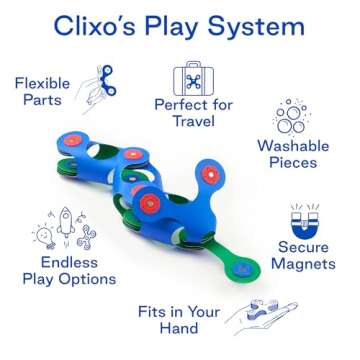 Clixo Itsy Magnetic Toy for Kids - Flexible, Durable, Imagination-Boosting Magnet Building Toy. Educational Multi-Sensory STEM Experience. Great as a Travel Game. Ages 4-99. 18 Piece Pack