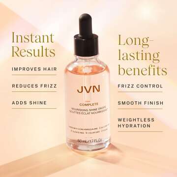 JVN Complete Nourishing Shine Drops, Hair Oil for Hydration and Long-Term Hair Health, Styling Oil for All Hair Types, Sulfate-Free, 1.7 Fluid Ounces