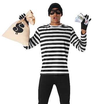 Morph Robber Costume Mens Cops Robbers Bank Robber Adult Bandit Halloween Costume For Men, X-Large