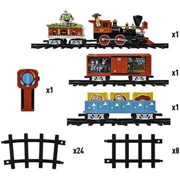 Lionel Battery-Operated Disney Toy Story Toy Train Set with Locomotive, Train Cars, Track & Remote with Authentic Train Sounds, & Lights for Kids 4+