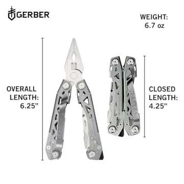 Gerber Gear Suspension-NXT 15-in-1 EDC Multi tool with Pocket Knife, Needle Nose Pliers and Wire Stripper Tools, Gifts for Men, Survival and Camping Gear, Stainless Steel