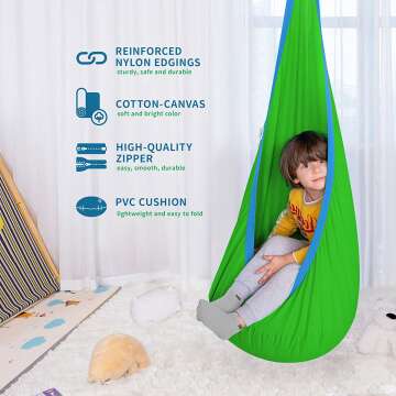 Kids Hanging Hammock Swing Chair - Indoor/Outdoor Fun