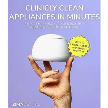 Zima Dental Arctic White Dental Pod | Cleaner for Dentures, Aligner, Retainer, Mouth Guard | Ultrasonic Cleaning Machine for All Dental Appliances