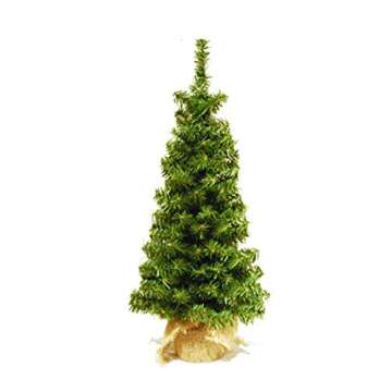 Direct Export 24 Inch Tabletop Christmas Pine Tree with Burlap Wrapped Base, Artificial Pine Tree by DE