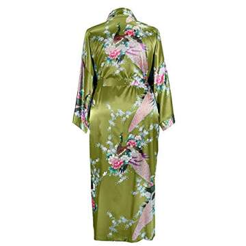 Applesauce 838 - Plus Size Women's Kimono Long Robe - Floral (US One-Size fits most 1X 2X 3X) (Peridot Green)