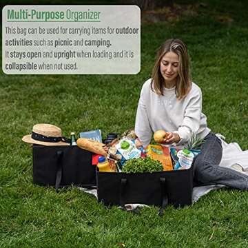 VENO 2 Packs Extra Large Reusable Grocery Shopping Bags, Storage Boxes, Premium Quality, Heavy Duty Utility Tote, Trunk Organizer, Reinforced Bottom, Foldable, Collapsible, Sustainable (XL)