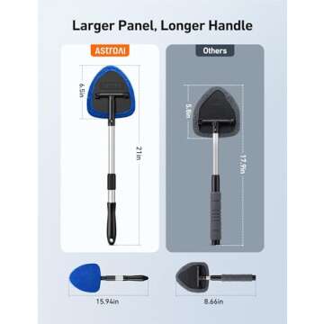 AstroAI Windshield Cleaner, Car Windshield Cleaning Tool Inside with 4 Reusable and Washable Microfiber Pads and Extendable Handle Auto Glass Wiper Kit, Blue