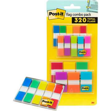 Post-it Flags Combo Pack - 120 + 200 Assorted Color Flags