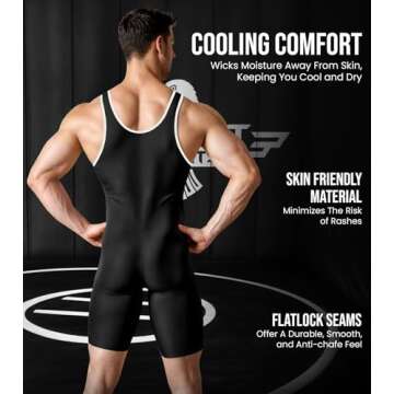 Exxact Sports Plain Men's Wrestling Singlet, High Performance Powerlifting Singlet Wrestling Singlets for Men - (Black, AM)