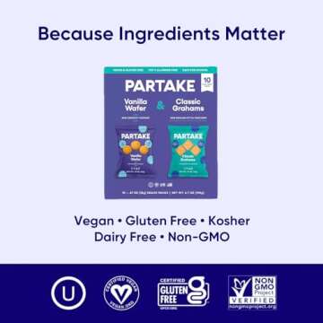 Gluten Free Mini Graham Cracker & Vanilla Wafer Snack Packs by Partake | Vegan & Dairy Free Cookies | Lunch Box Snacks | Allergy Friendly Snacks | Safe School Snack for Kids - 20 Pack