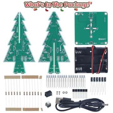 IS Christmas Tree Soldering Project, Icstation 3D Xmas Tree Soldering Kit with LED Flashing Lights Soldering Practice 7 Colors DIY Electronic Assemble Kit for Learning Teaching STEM Educational