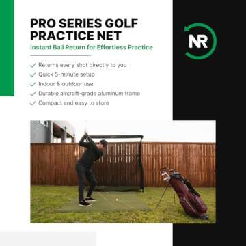 The Net Return Pro Series - Pro Golf & Multi-Sport Practice Net | 8'w x 7'6"h | Trusted By 2x U.S. Open Champion Bryson DeChambeau | #1 Net in Golf | Portable | Indoor or Outdoor | Instant Ball Return