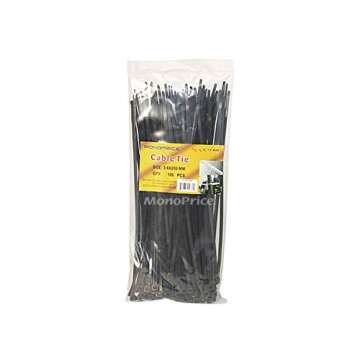 Monoprice 8" Cable Ties 100 Pack Black 40lbs