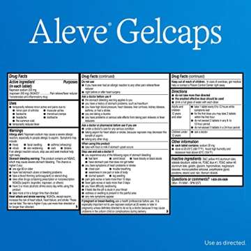 Aleve Pain Reliever & Fever Reducer Gelcaps, Naproxen Sodium, Headache Pain Relief, Back and Body Pain Relief Medicine, Pain Medicine for Adults and Children Ages 12 and Up, 90 Count