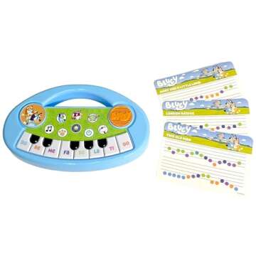 Bluey Music Time Electronic Learn to Play Keyboard - Portable Learning Keyboard Musical Education Learning Toy for Toddlers and Preschoolers