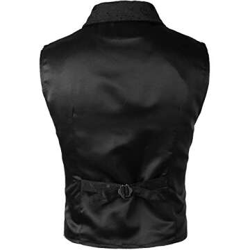 VATPAVE Mens Victorian Suit Vest Steampunk Gothic Waistcoat Medium SU14 Black