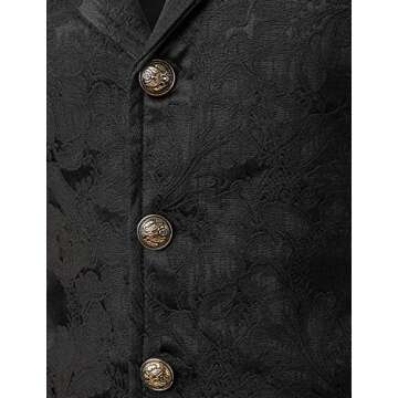 VATPAVE Mens Victorian Suit Vest Steampunk Gothic Waistcoat Medium SU14 Black