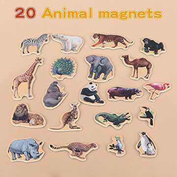 Steventoys Refrigerator Magnets for Kids Zoo Animals,Fridge Magnets for Toddlers Kids Magnets Toys Toddler Learning Developmental Toys Magnetic Toys for Baby Kids Wooden Animal Magnets