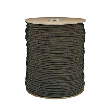 1000' Foot OD Olive Drab Green Parachute Cord Paracord Type III Military Specification 550