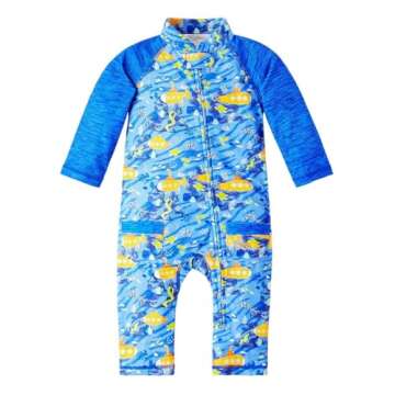 UV SKINZ Baby Boys’ Sun and Swimsuit with UPF 50+ Sun Protection – One-Piece Swimsuit, Baby and Toddler Full Coverage Swim - Under The Sea - 3T