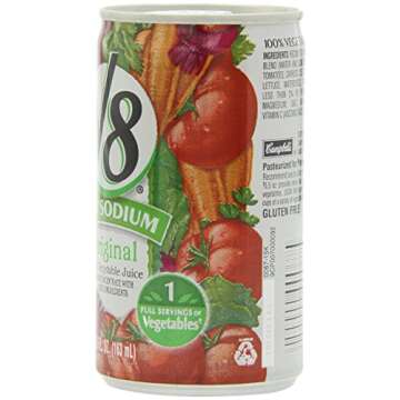 V8 100% Vegetable Juice Original Low Sodium 5.5 oz Pack of 24