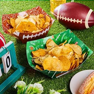 Cunhill Football Square Paper Party Bowls Serving Football Bowl Football Party Supplies for Tailgate Parties Birthday Party Family Dinner and Sports Event Serving Food (24 Pack)