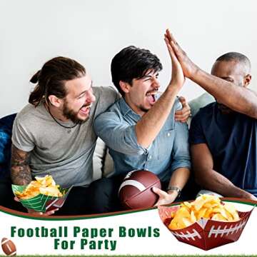 Cunhill Football Square Paper Party Bowls Serving Football Bowl Football Party Supplies for Tailgate Parties Birthday Party Family Dinner and Sports Event Serving Food (24 Pack)