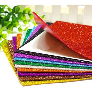 10 Sheets Glitter Foam Sheets for Crafts Halloween Decor, A4 Cardstock Paper Sparkles Self Adhesive Sticky Paper for Thanksgiving Christmas Scrapbook Gift DIY Cutters Card (Multicolor)