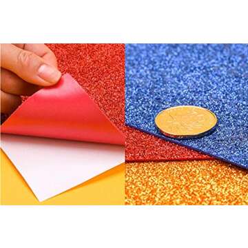 10 Sheets Glitter Foam Sheets for Crafts Halloween Decor, A4 Cardstock Paper Sparkles Self Adhesive Sticky Paper for Thanksgiving Christmas Scrapbook Gift DIY Cutters Card (Multicolor)