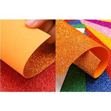 10 Sheets Glitter Foam Sheets for Crafts Halloween Decor, A4 Cardstock Paper Sparkles Self Adhesive Sticky Paper for Thanksgiving Christmas Scrapbook Gift DIY Cutters Card (Multicolor)