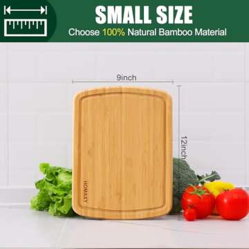 Homaxy Bamboo Cutting Boards for Kitchen, 12x9" Wood Small Cutting Board with Juice Groove, Mini Wooden Butcher Block Chopping Board for Kitchen, Meat, Cheese, Fruit & Vegetables - Pre Oiled