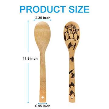 Star War Burned Wooden Spoons Utensil Set Gift Idea Cooking Serving Utensils Natural Bamboo Kitchen House Warming Presents Slotted Spoon 5 Piece