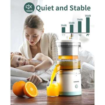 Electric Juicer Rechargeable - Citrus Juicer Machines with USB and Cleaning Brush Portable Juicer for Orange, Lemon, Grapefruit